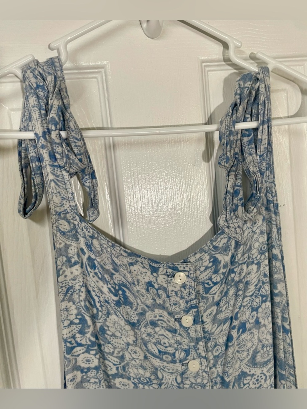 Free People Jumpsuit Romper Women’s Large Boho Lightweight Blue Floral Festival - Picture 7 of 10